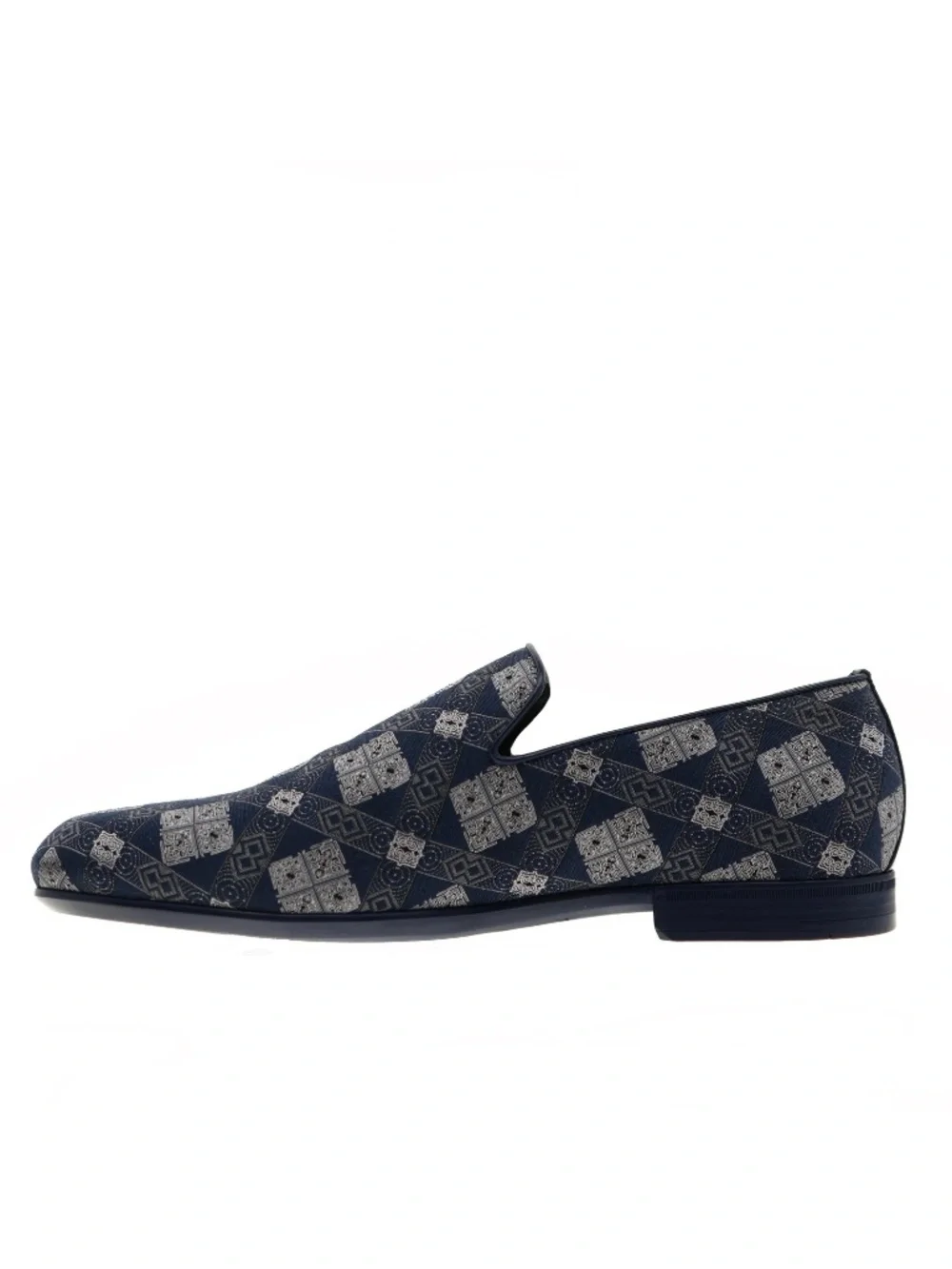 Jimmy Choo Sloane Loafer Shoes Blue Bandana Fabric Slip-On Size 11.5 New
